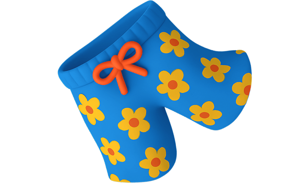 Blue flower swimshorts laundry item