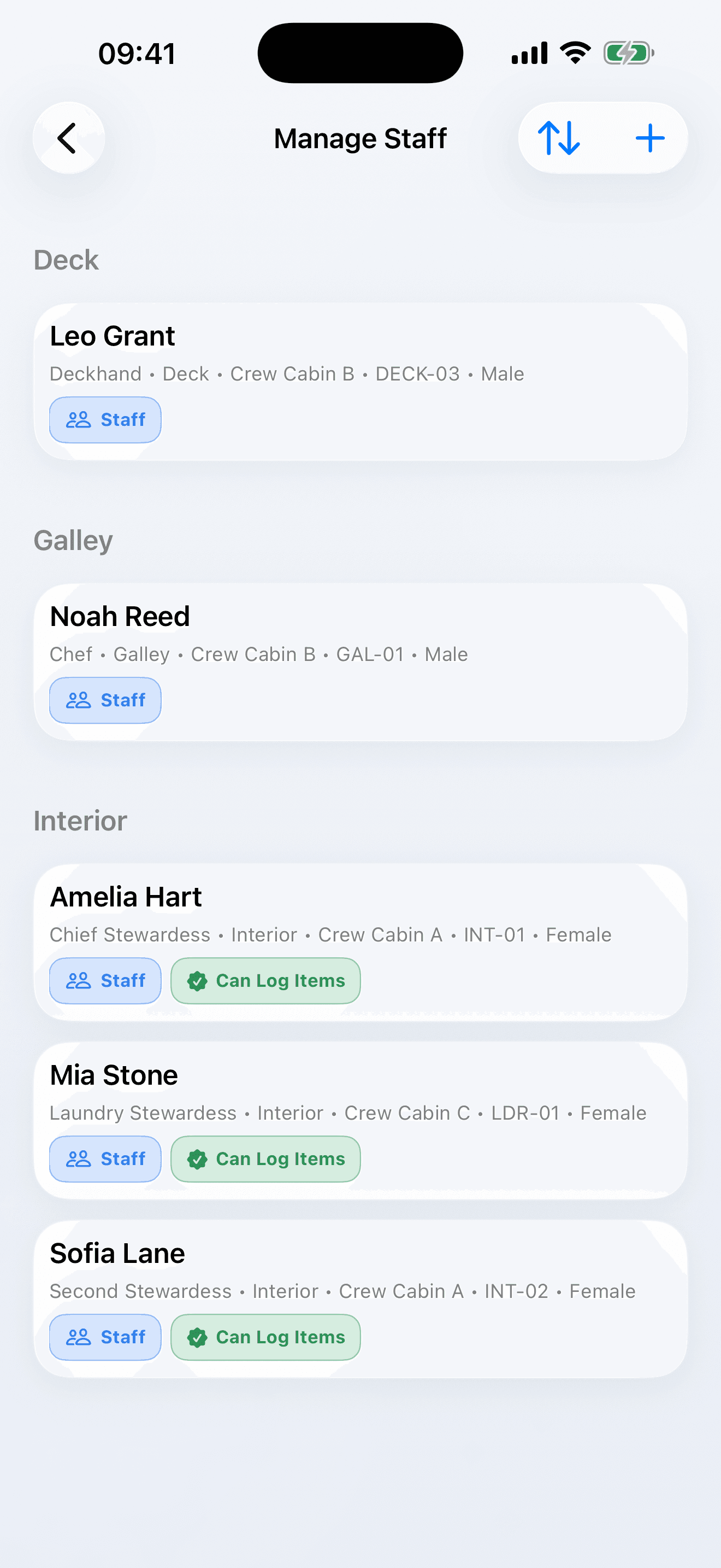 Laundry Guru Manage Staff screen
